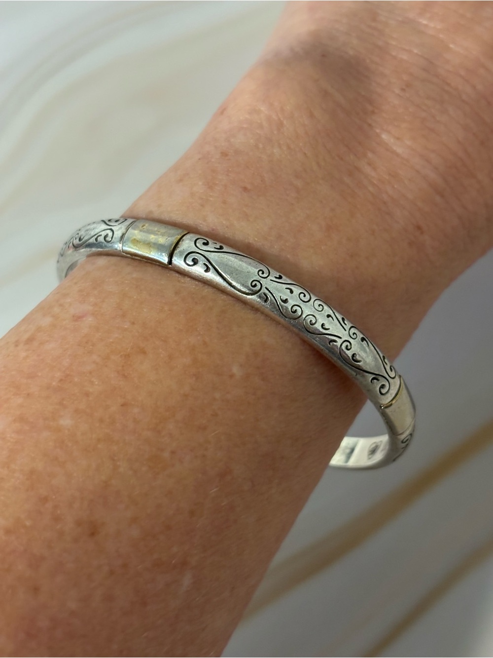 Brighton Silver Scrollwork Bangle Bracelet